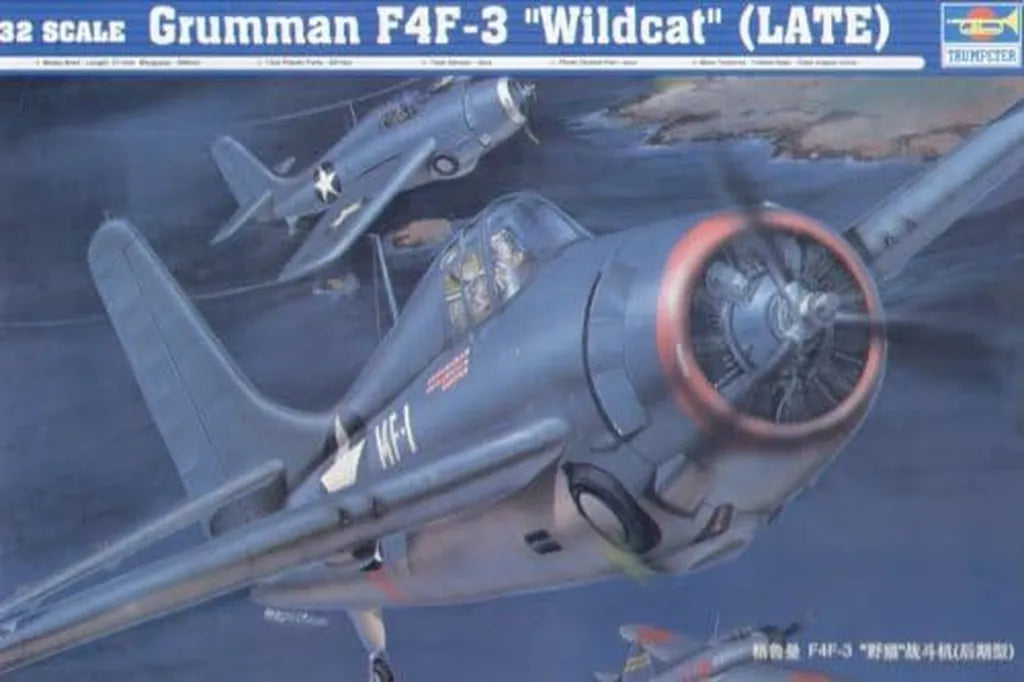 Modello Aereo Grumman F4F-3 Wildcat Versione Tarda - Trumpeter 2225