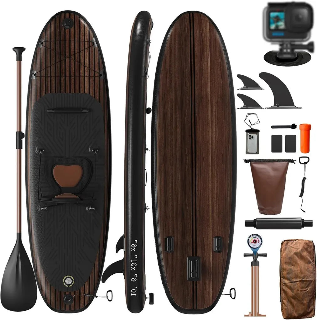 Tavola Paddle Gonfiabile 330cm con Sedile Kayak e Accessori, Portata 130kg - Perfetta per Surf, Pesca e Yoga