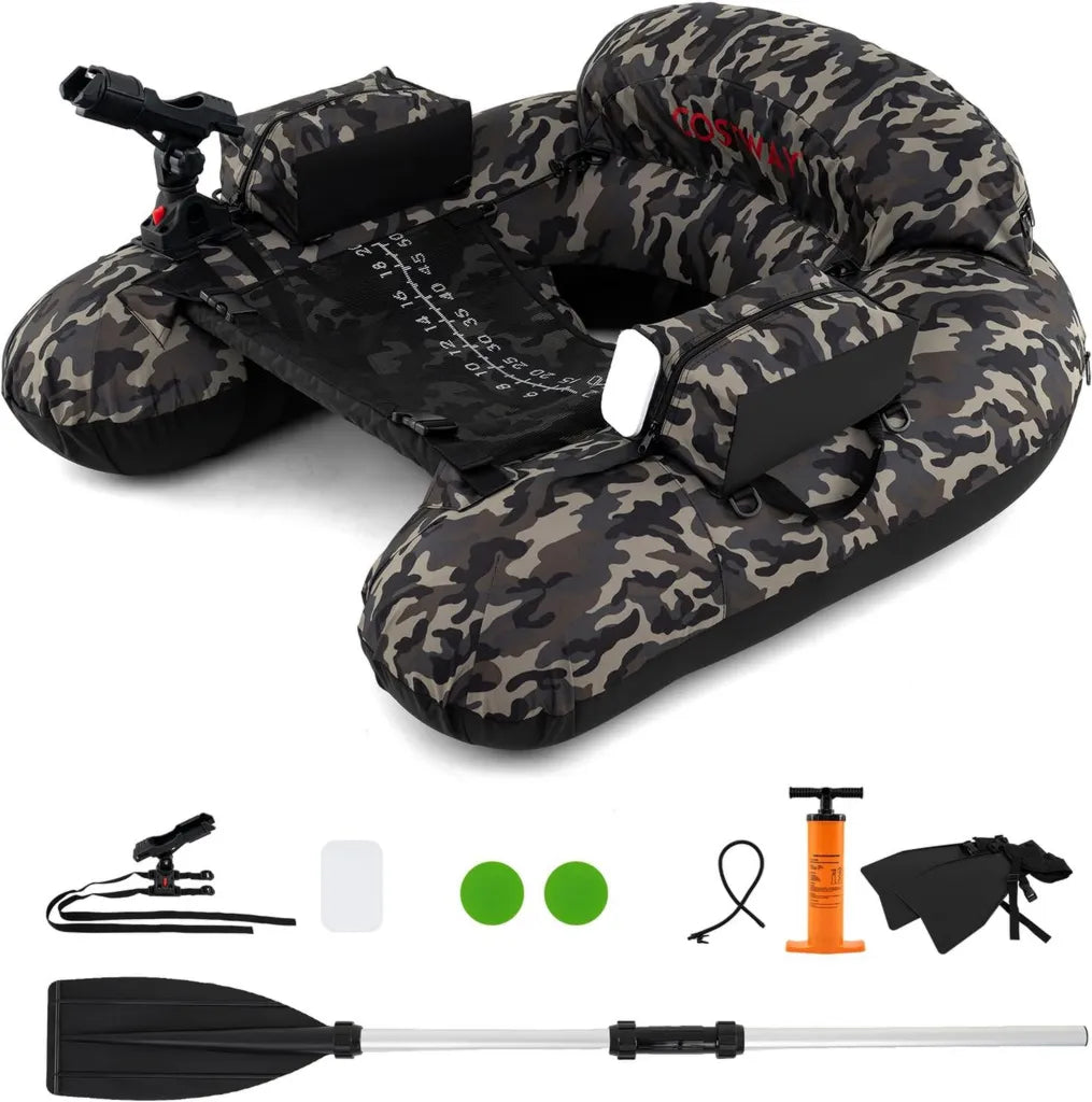 Barca Gonfiabile da Pesca Portatile con Accessori Completi, Capacità 150 kg