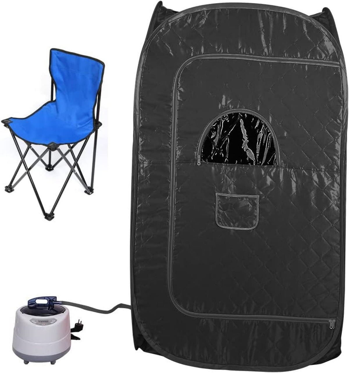 Sauna a vapore portatile – con generatore di vapore, con telecomando, design portatile, 80x80x135 cm, 1000 W, nero