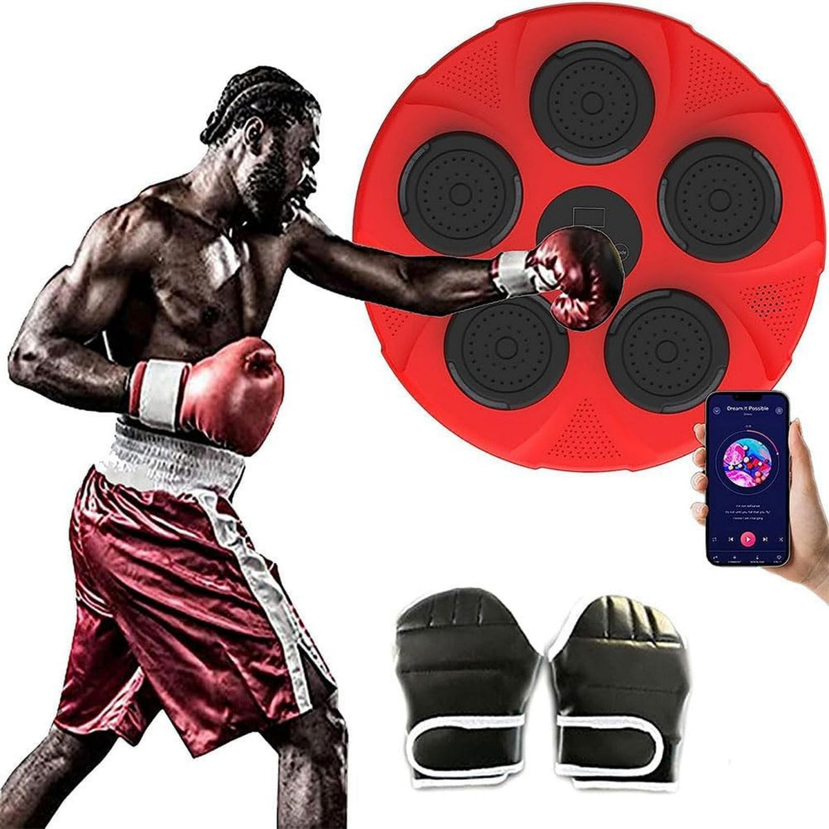 Macchina da boxe musicale – display LED, con display, rosso, QUTBAG